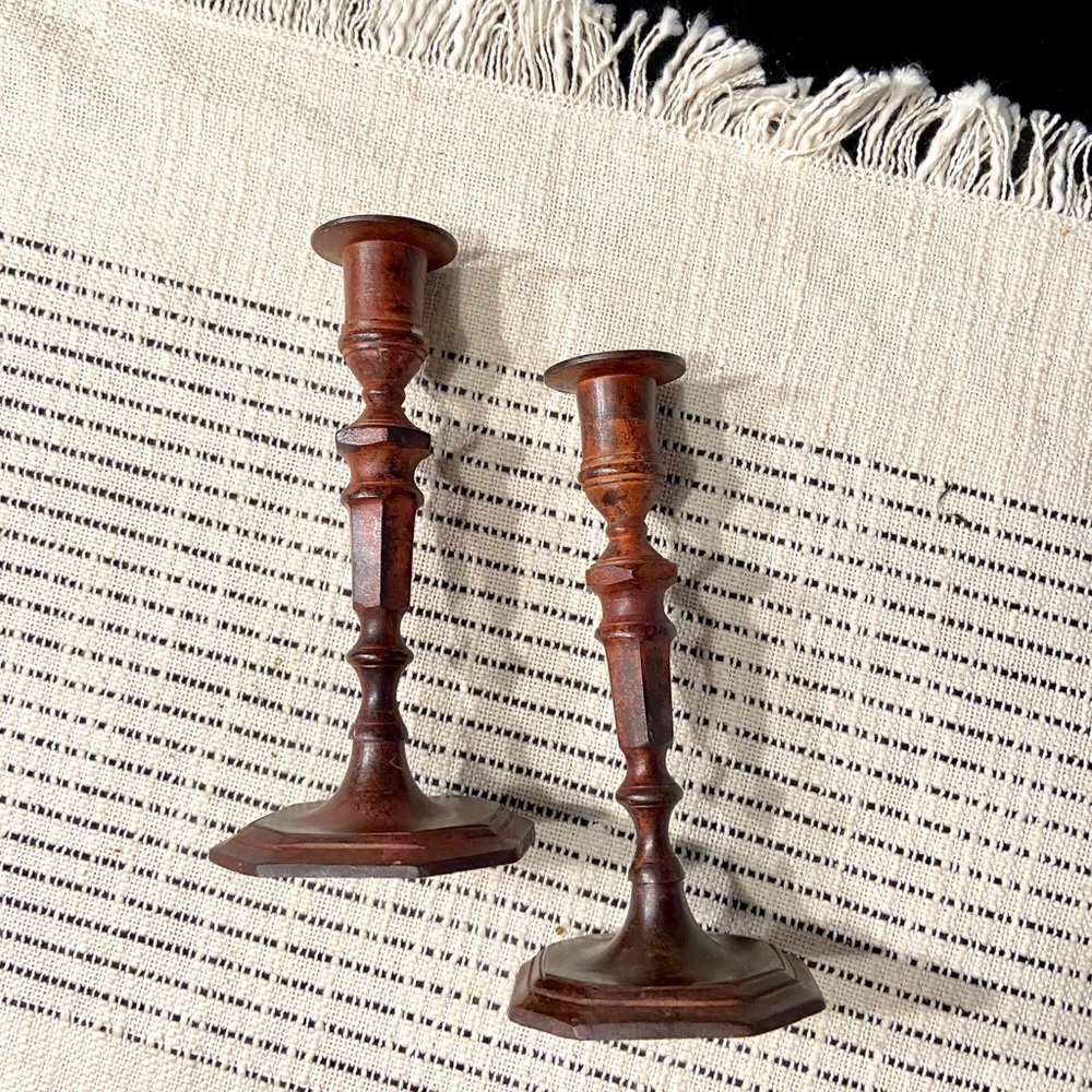 Rustic Metal Candlestick holders
